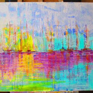 Veleros. Acrylic Painting 80 x 126 cm