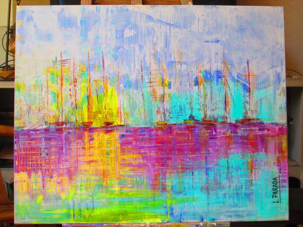 Veleros. Acrylic Painting 80 x 126 cm