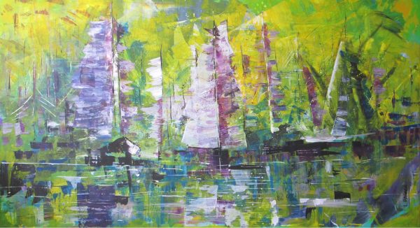Sailboats. Acrylic Painting 80 x 170 cm - Image 3