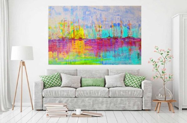 Veleros. Acrylic Painting 80 x 126 cm - Image 2